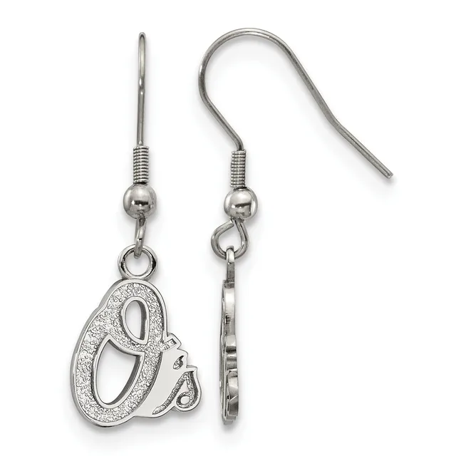 Pair of silver-toned dangle earrings with hook backs featuring decorative letter Q charms adorned with crystal or rhinestone accents.