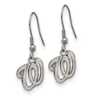 Pair of silver-toned dangle earrings with hook-style ear wires, each featuring an ornate number 90 pendant with textured surfaces.