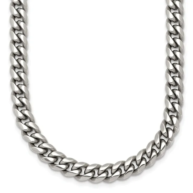 A chunky silver-toned curb chain necklace displayed against a white background.