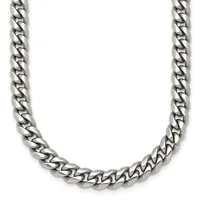 A chunky silver-toned curb chain necklace displayed against a white background.