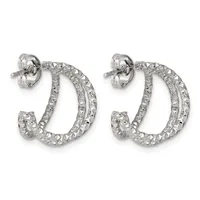 Pair of silver-toned chunky chain hoop earrings with textured surfaces and post backs, shown against a white background.