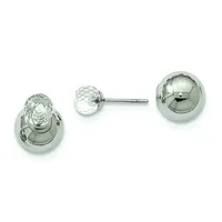 Three sterling silver stud earrings displayed in a row: two with polished spheres and one with a faceted crystal ball, all on post backs.