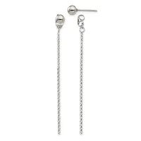 Sterling silver earring set consisting of two pairs: small polished ball studs and longer dangle earrings with twisted chain design and ball tops.