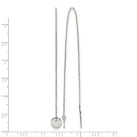 Two silver chain necklaces displayed against a ruler showing measurements up to 3 inches, one with a small round disc pendant and one with a bar pendant.