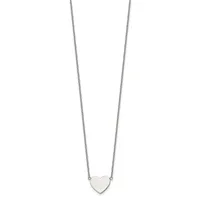 Silver-toned chain necklace with a small polished heart pendant hanging from the center.
