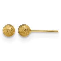 A pair of gold stud earrings with textured spherical balls connected by a thin post.