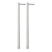 Two tall rectangular stainless steel bar earrings with small horizontal posts at the top, shown against a white background.