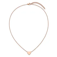 Rose gold-toned chain necklace with a small polished heart pendant centered at the bottom and an adjustable clasp at the top.