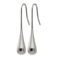 A pair of silver teardrop earrings with polished finish and hook-style ear wires.