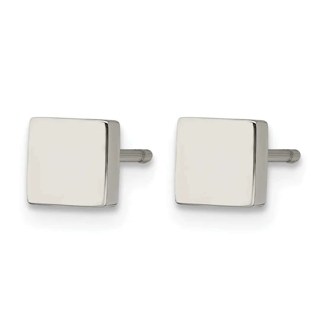 Pair of square silver cufflinks with rounded corners and polished finish, shown against a white background.
