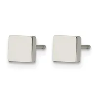 Pair of square silver cufflinks with rounded corners and polished finish, shown against a white background.
