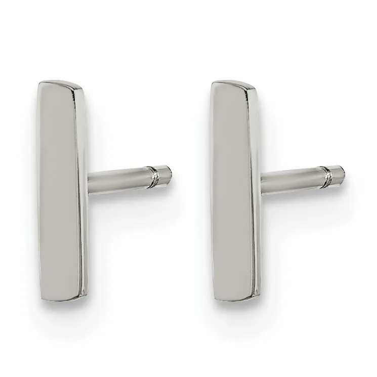 A pair of polished chrome rectangular door handles with cylindrical stems, shown from the front against a white background.
