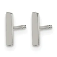 A pair of polished chrome rectangular door handles with cylindrical stems, shown from the front against a white background.