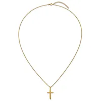 Gold-toned chain necklace with an adjustable length and a small cross pendant hanging at the center.