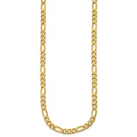 Gold-toned figaro chain necklace displayed against a white background.