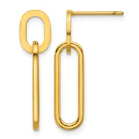 Pair of gold-plated drop earrings featuring elongated oval links connected by smaller oval loops, displayed against a white background.