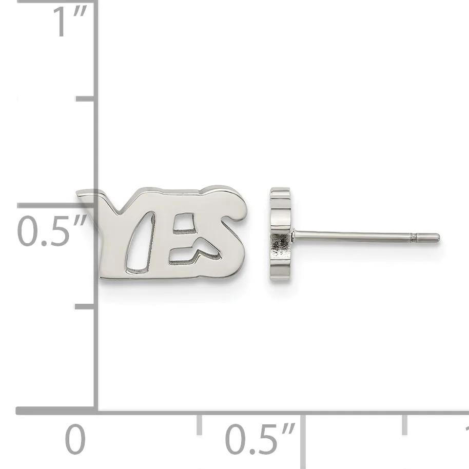 Silver stud earrings shaped like the number 18, shown with a measurement scale indicating approximately 0.5 inches in height.