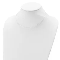 A thin silver-colored choker necklace displayed on a white mannequin bust against a white background.