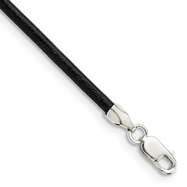 Sterling Silver 16inch 2mm Black Leather Cord Necklace — 16 · Sterling Silver
