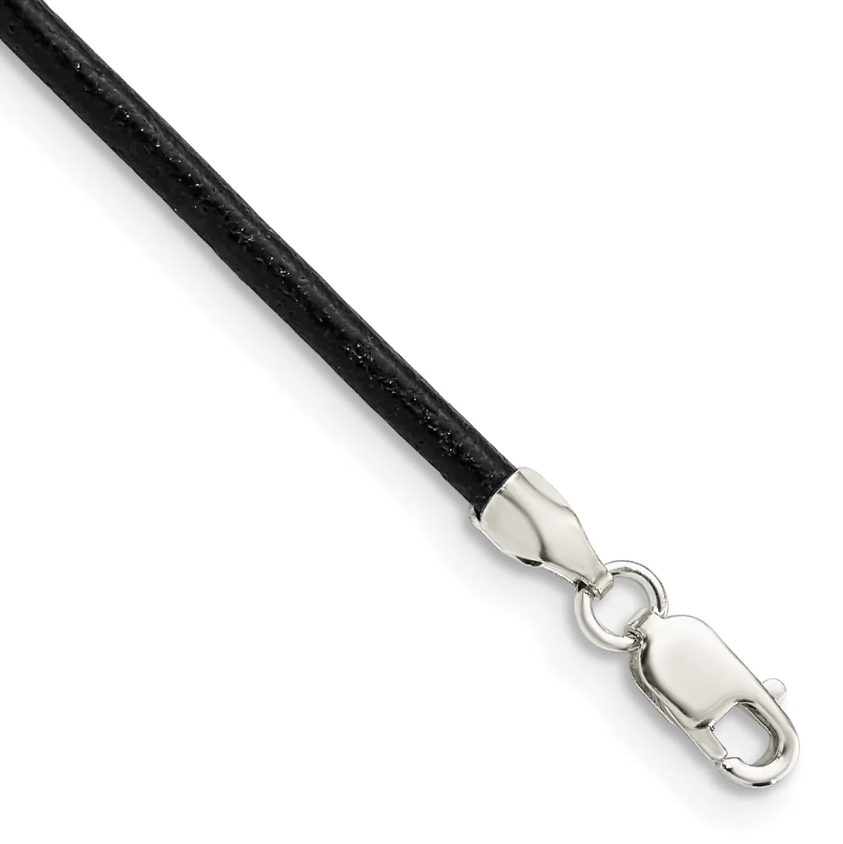 Sterling Silver 16inch 2mm Black Leather Cord Necklace — 16 · Sterling Silver