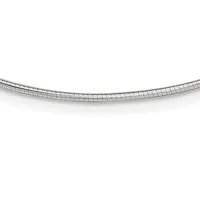 A curved silver chain necklace displayed against a white background with a subtle shadow beneath it.