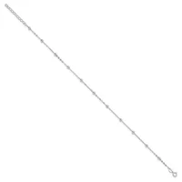 A silver-toned chain bracelet with small decorative beads evenly spaced throughout, displayed diagonally against a white background.