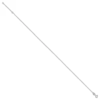 A delicate silver chain necklace with small decorative beads at each end, displayed diagonally against a white background.