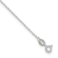 A silver chain necklace with a delicate linked pattern and a lobster claw clasp at the end, displayed against a white background.