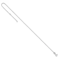 A silver chain necklace with lobster claw clasps at both ends, displayed diagonally against a white background.
