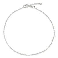 A delicate silver chain bracelet with a lobster clasp and small adjustment ring displayed on a white background.
