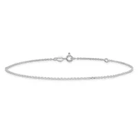 A thin silver chain bracelet with a lobster clasp closure and small adjustment bead, displayed against a white background.