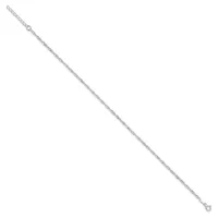 A silver-toned chain bracelet with a delicate twisted link pattern and a small circular clasp at each end, displayed diagonally against a white background.