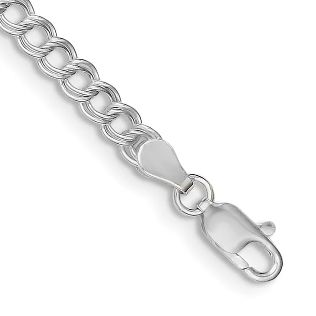 Sterling Silver 4.25mm Solid Double Link 7 inch Charm Bracelet — 6 · Sterling Silver