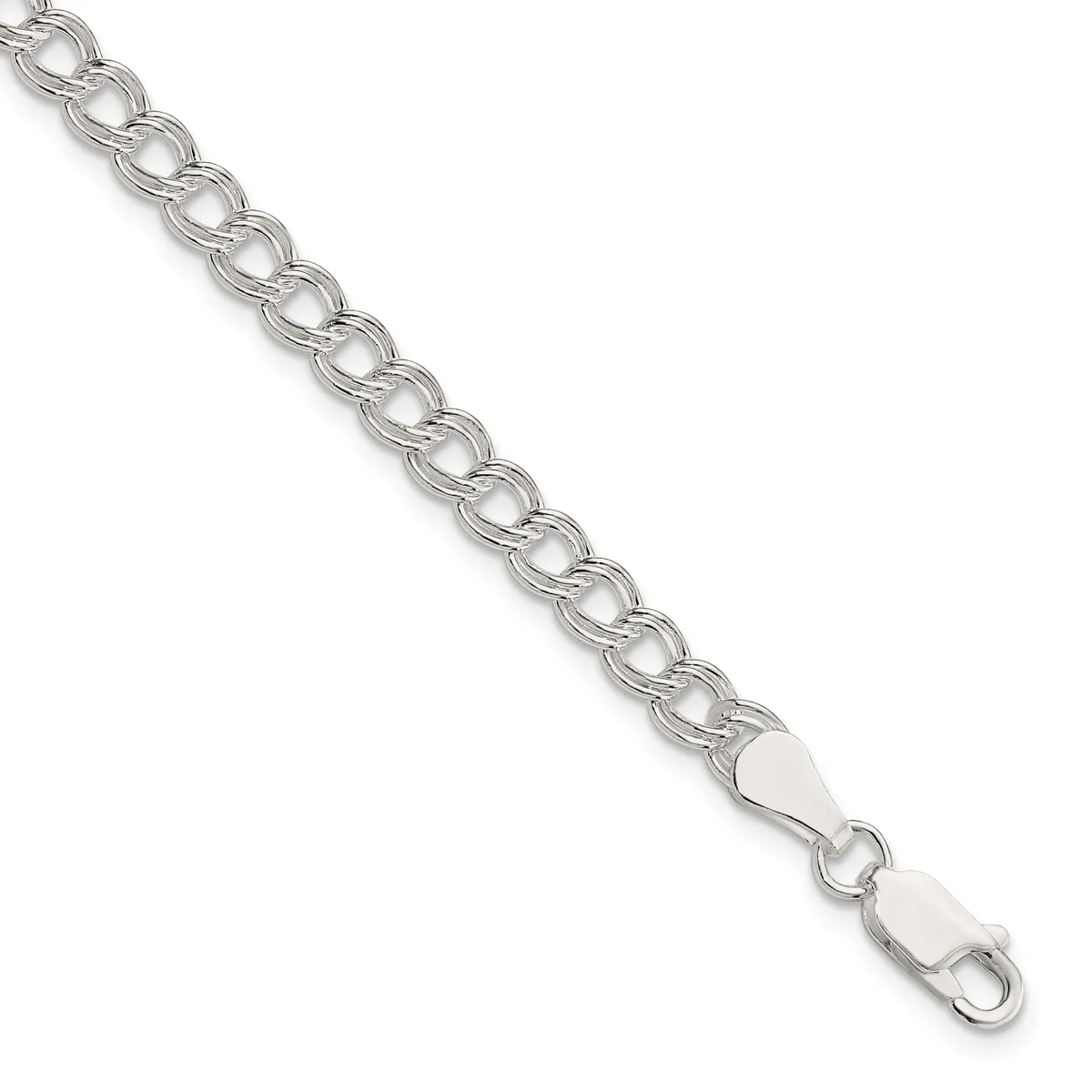 Sterling Silver 5mm Solid Double Link 7 inch Charm Bracelet — 6 · Sterling Silver · 5 mm