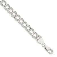 Sterling Silver 7.5mm Semi-Solid Double Link 7.5 inch Charm Bracelet — Sterling Silver · 7.5