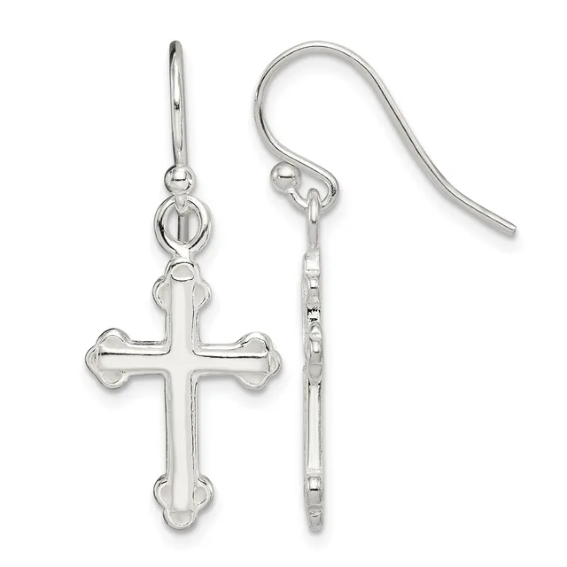 Sterling Silver Cross Dangle Earrings — 37 mm · Sterling Silver