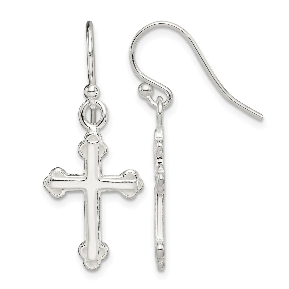 Sterling Silver Cross Dangle Earrings — 37 mm · Sterling Silver