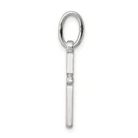 A sterling silver pendant consisting of an oval loop at the top attached to a cylindrical shaft with a small circular accent band near the middle.