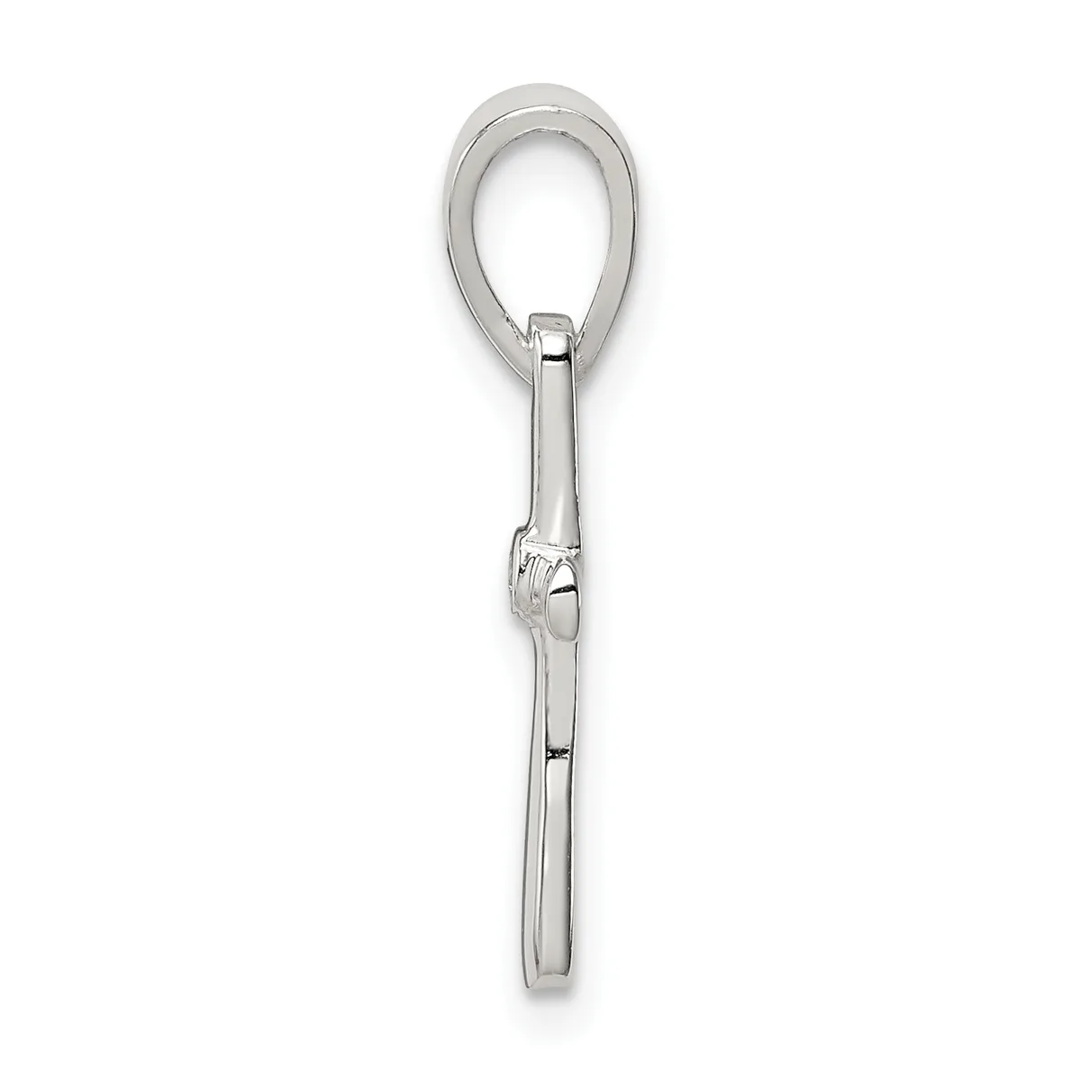 A silver loop pendant with a cylindrical bail and small decorative band, displayed against a white background.