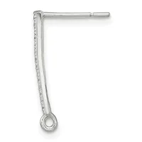 Silver-toned threader earring with a textured vertical bar and a small loop at the bottom, shown against a white background.