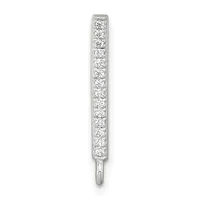 A vertical rectangular pendant in white metal set with a line of round diamonds, shown against a white background.