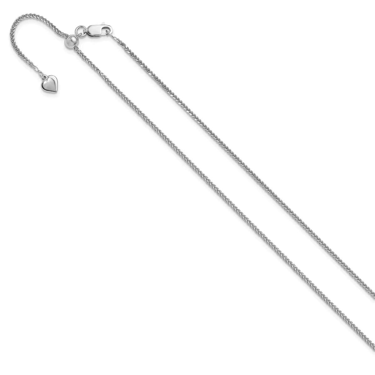 Silver-toned chain bracelet with a lobster clasp and a small heart charm hanging from one end.