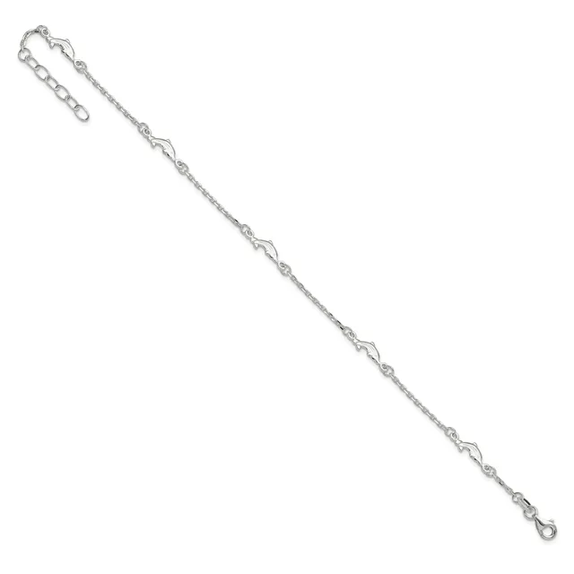 Silver-toned chain bracelet with alternating textured and smooth links, featuring a clasp and extender chain at one end.
