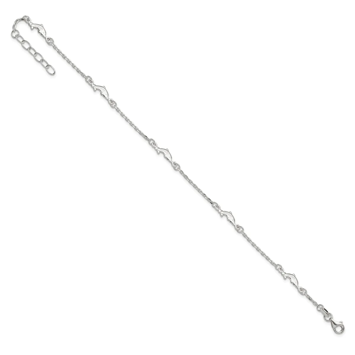 Silver-toned chain bracelet with alternating textured and smooth links, featuring a clasp and extender chain at one end.