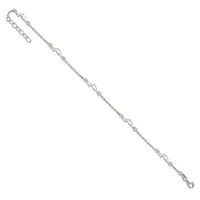 Silver-toned chain bracelet with alternating textured and smooth links, featuring a clasp and extender chain at one end.