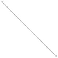 A delicate silver chain bracelet with small round diamond or crystal stations spaced evenly along its length, shown against a white background.