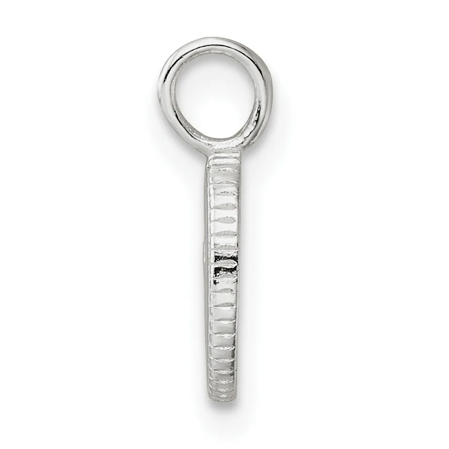 A clear glass magnifying glass with a textured grip handle and small hallmark on the shaft, shown against a white background.