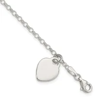 Silver chain bracelet with a polished heart-shaped pendant charm and lobster claw clasp.