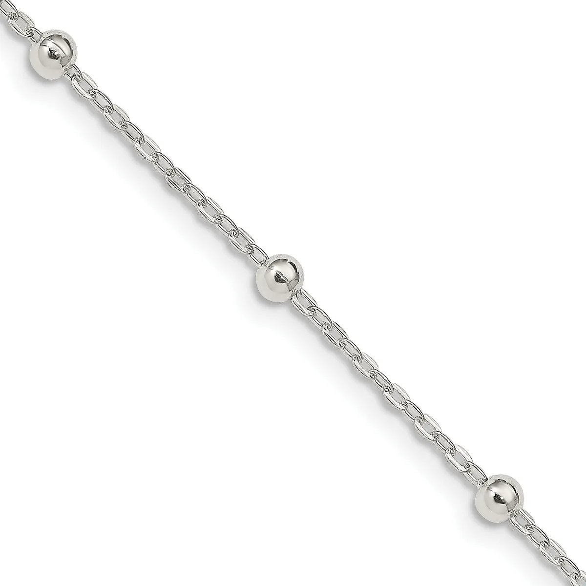Sterling Silver Fancy Beaded Chain — 20 in · Sterling Silver