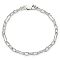 Sterling silver bracelet with a twisted link chain design and a lobster claw clasp, displayed against a white background.